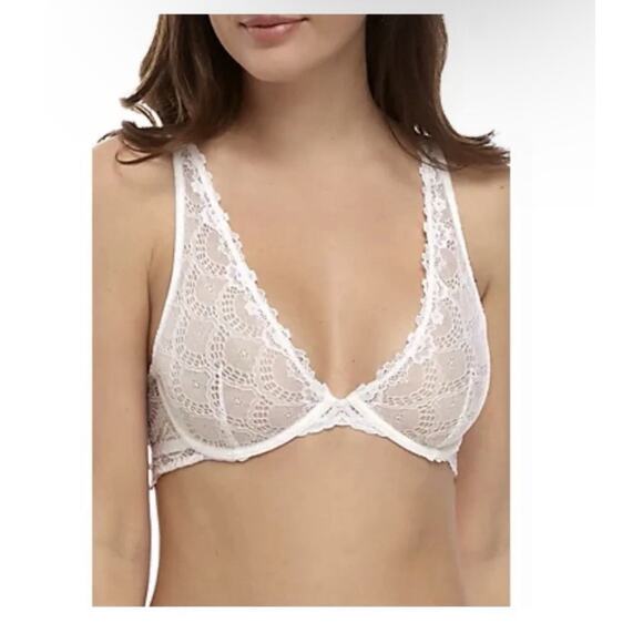 Intimately Free People Ivory White  Lace Plunge Underwire Bra Bralette 32D NWT - Picture 1 of 5